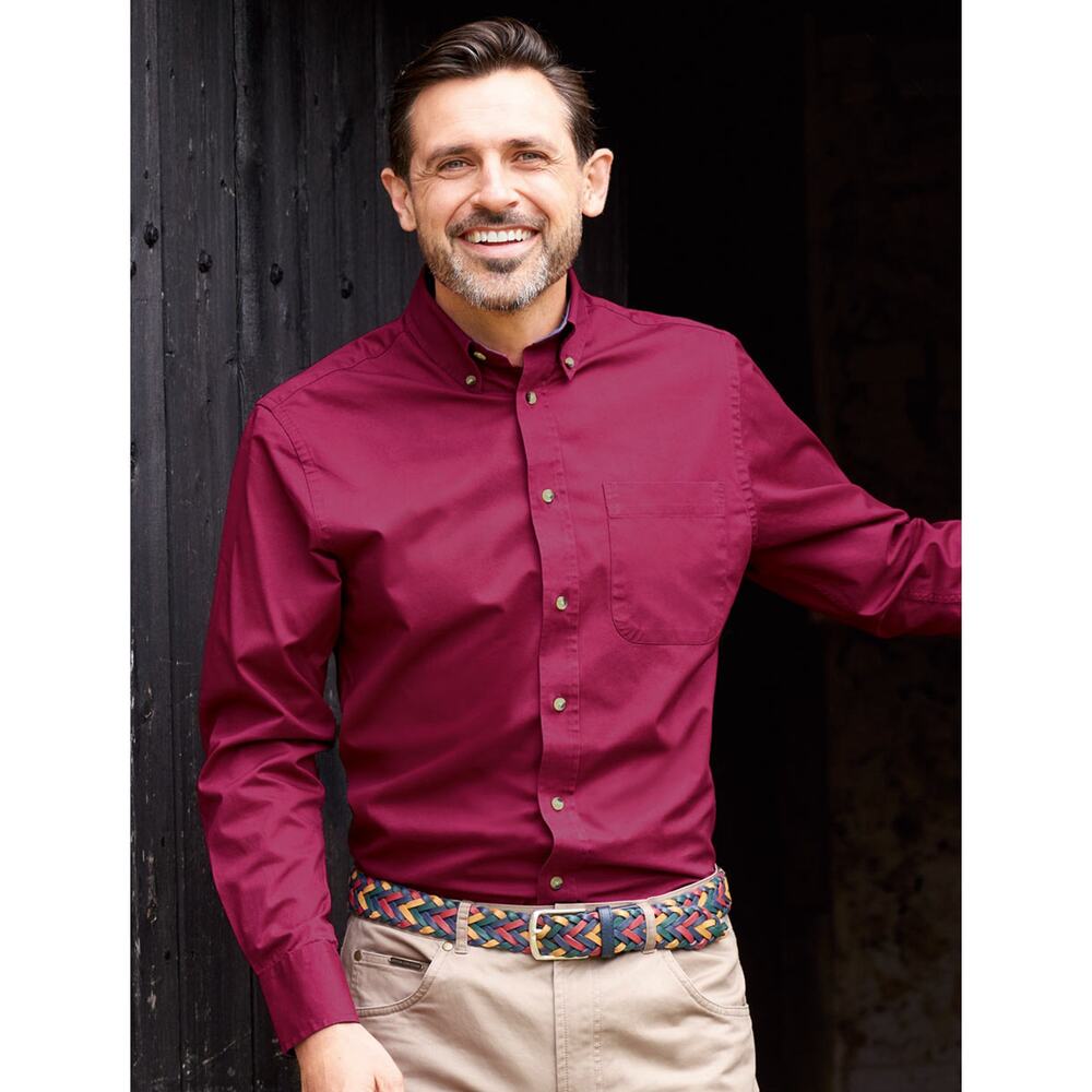 Peter Christian Burgundy Soft Organic Cotton Twill Button Up Shirt Mens XL New